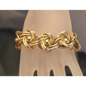 Vintage Kramer New York Dome Knot Bracelet Gold Balls